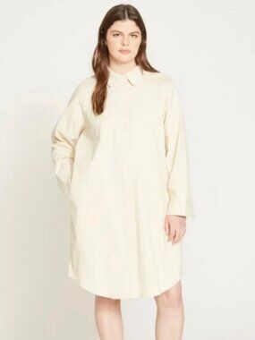 Universal Standard Chill Twill Tunic Shirt Dress NWT in Bone White XS (10-12)